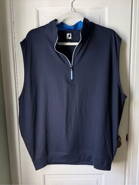 FootJoy Men's Navy Sleeveless Quarter-Zip Golf  Performance Pullover Size Large